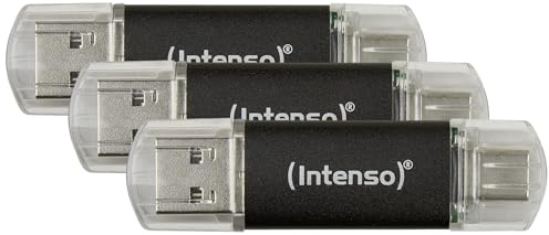 Intenso Twist Line 32 GB, Dual USB-Stick 3.2 Gen 1x1, USB-C und USB-A, 70MB/s, Anthrazit (Packung mit 3)