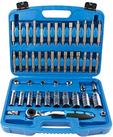 KAISAL 47tlg Stoßdämpfer Werkzeug Satz KFZ Stoßdämpfer Nuss Demontage Werkzeug Mutter Federbein Spreizer mit Ratschenadaptern, Auto Stoßdämpfer Werkzeug geeignet für die Meisten Fahrzeuge