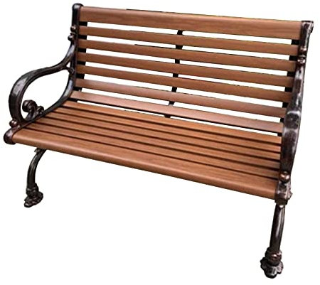 TUDERE Gartenbank Metall, Parkbank Wetterfest, Bank für Garten Park Balkon, Ruhebank für 2-3 Sitzer, Sitzbank mit Rückenlehne & Armlehne(152cm/59.8in)