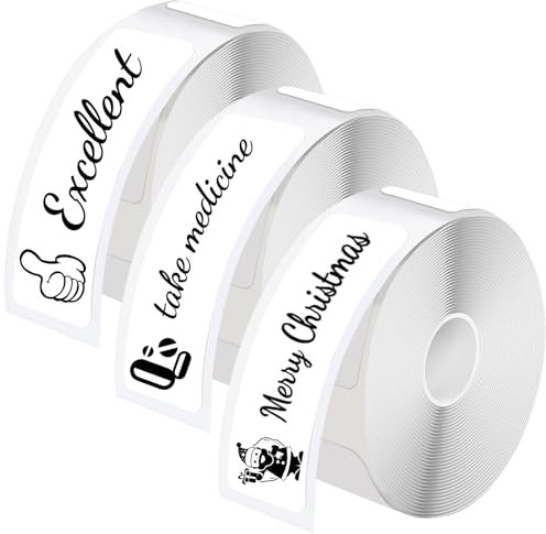 Litimkat Etiketten Selbstklebend - Wasserdicht Thermo-Etikettenband,für Schule, Zuhause, Büro, Supermarkt Shop Catering (12x40mm) 160 Bänder/Rolle