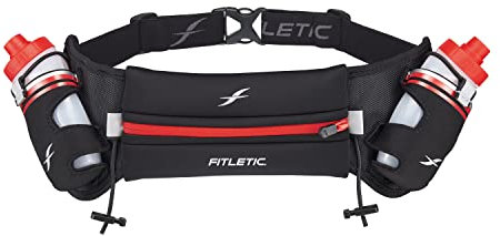 Fitletic® | Hydra 16 | Laufgürtel mit Trinkflaschen | 2X 250 ml | Laufgürtel, Trinkgürtel, Jogging, Lauftasche, Running Belt, Hüfttasche für Jogging, Laufen, Walking, Marathon
