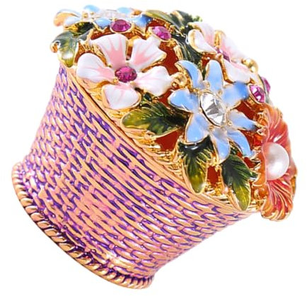 TOPBATHY Potted Flower Shaped Jewelry Box with Enameled Finish