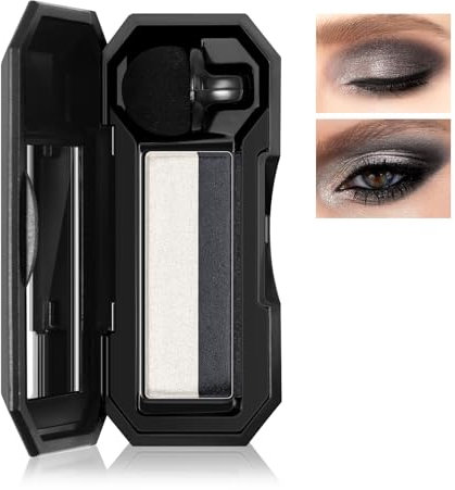 Boobeen Sombra de Ojos de 2 Colores, Paleta Portátil de Sombras de Ojos con Purpurina de Dos Colores Sombra de Ojos en Polvo de Alta Pigmentación Resistente al Agua de Larga Duración