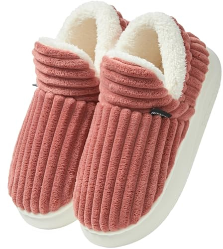 Misolin Pantofole Donna Invernali Peluche Ciabatte Casa Comode Pelose Inverno Scarpe Autunno Memoria Schiuma Antiscivolo Suola Cotone Morbida,Arancione 260(EU 36-37)