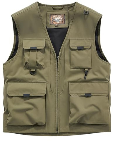 OlyljpinZ Herren Outdoor Weste Anglerweste mit Vielen Taschen Leicht Atmungsaktiv Ärmellose Jacke Freizeit Jagd Fotografie Camping Wandern Safari Weste Multifunktionsweste Arbeitsweste Sommerweste