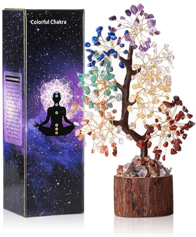MeYuxg Arbre de Vie Pierre Naturelle,Sept Chakra Cristal Arbre, Arbre Pierre Naturelle Guérison Bonsaï,Arbre de Pierre Précieuse de guérison,Décor De Bureau À Domicile,Cadeaux De Bonne Chance