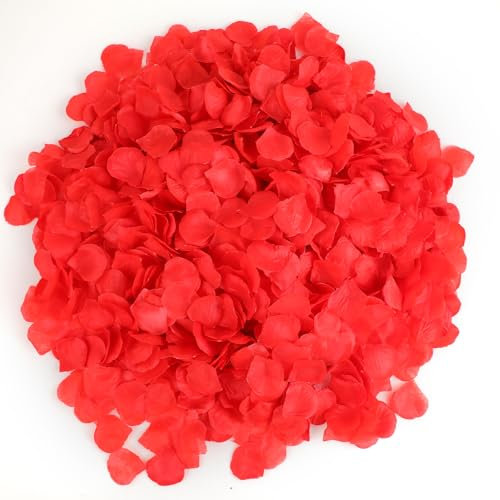 CRESZZLE 6000 Stück Rosenblätter Deko für Valentinstag, Heiratsantrag Deko, romantische Deko in Rot, ideal für Rosen bei Hochzeit, Jubiläen, Geburtstagsfeiern und romantische Anlässe.