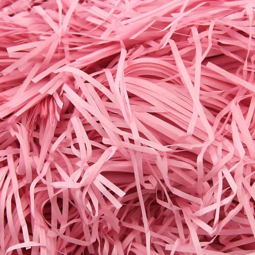 Poeland 200 g fyllning av korg, strimlat papper för korg, strimlat papper för presentförpackning fyllningsförpackning och korgfyllning (rosa)