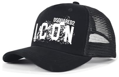 DSQUARED2S Icons Men Baseball Cap Classic Sports Casual Summer Cap Printed Classic Snapback Hat Black