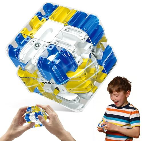 Large 3D Labyrinth Cube Puzzle, Puzzle 3D Labirinto Labirinti Gioco di cubi con palline, Giocattolo rompicapo, Consapevolezza Spaziale, Giocattolo Per L'allenamento Del Cervello (Blu)