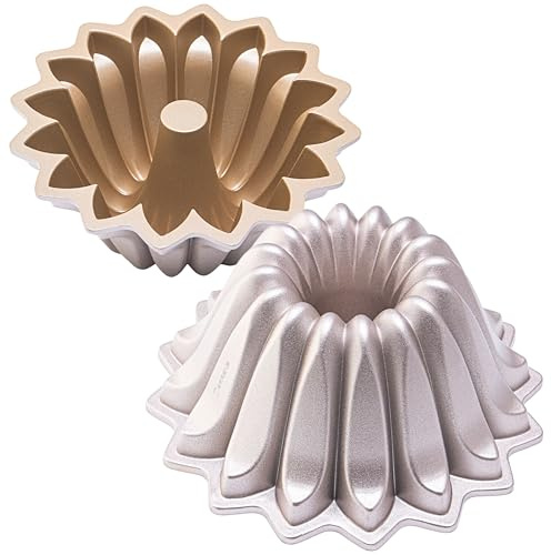 Erreke Cake Pan, Oven Baking Mould, Double-Layer Non-Stick Cake Tin, Durable Cast Aluminium Savarin Pan for Even Baking, Ideal for Pastries, Flan, Pudding & Jelly, 24 cm, 2.5 litres, Flare Design