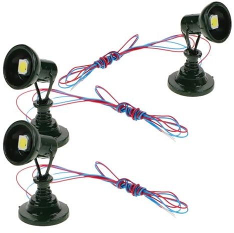 Healvian Set 3 Pezzi Lampade da Treno in Miniatura Verdi, Modello Lampione Stradale per Paesaggio Ferroviario e Diorami, Accessori Artigianali per Modellismo Ferroviario in Scala o