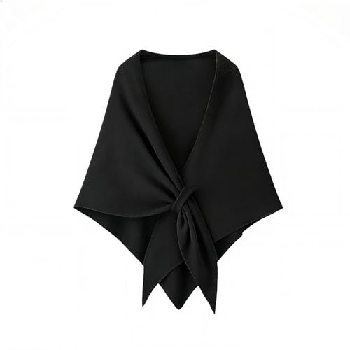 BAISEBAOFU Pashmina Shawls and Wraps for Women Knitted Ponchos and Capes Warm Winter Cardigan Shawl for Wedding Evening Daily Wear Office Party Formal Events (Black)
