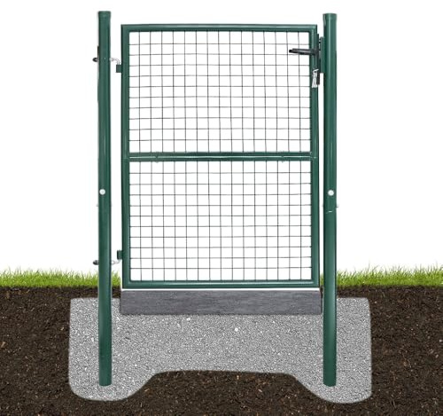Aopunly Cancello da giardino in metallo, 150 x 100 cm, in acciaio zincato, tubo rotondo, verde, con manico, serratura e 3 chiavi, robusto cancello da giardino