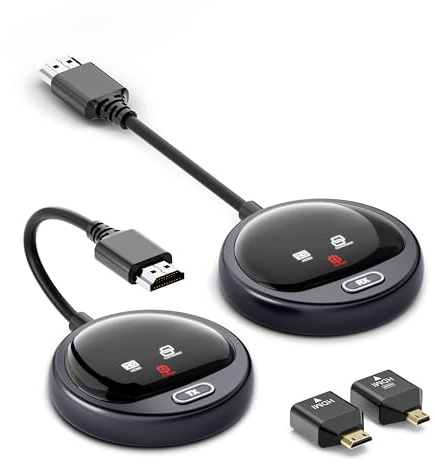 2026 HDMI Wireless 4K with Display OLED, 2.4/5G Trasmettitore e Ricevitore, Supporta 8TX a 1RX, 1080P@60Hz, WELUSOPU Plug & Play per Wireless Streaming Video Audio da Laptop/Box/PC a HDTV/Proiettore