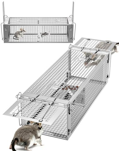 Akunsz Rattenfalle 1x Piege a Rat 40cm à Deux Entrées Piège à Rats Exterieur XXL Cages Attrape Souris Loir Rongeur Mulot Rat Trap Professionnel Réutilisable