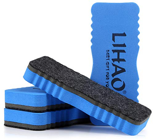 LIHAO 4 x Brosse Effaceur Magnétique pour Tableau Blanc Nettoyage, Fournitures de Bureau Légères et Durables