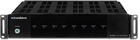 Soundavo MZ-1650S 16-Channel Multi-Channel Power Amplifier, 8-Zone, 50W/Ch @ 8Ω, 80W/Ch @ 4Ω, 160W Bridged, S/PDIF & Analog Inputs, 2U Rackmount