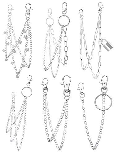 6 Pieces Pants Chain Wallet Chain Butterfly Lock Charm Jeans Chains Pocket Punk Chain Hip Hop Rock Chains for Women Men