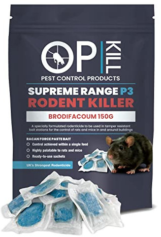 Opkill Rat Poison & Mouse killer - 150g Strongest Supreme Range Bait Available Single Feed Fast acting and Safe for Professional and Domestic use Professional Choice Paste 150G Sachets