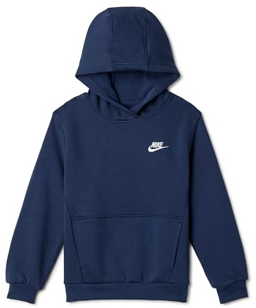 Nike Kid's Sportswear Club Fleece Pullover Hoodie, Midnight Navy/White, Medium