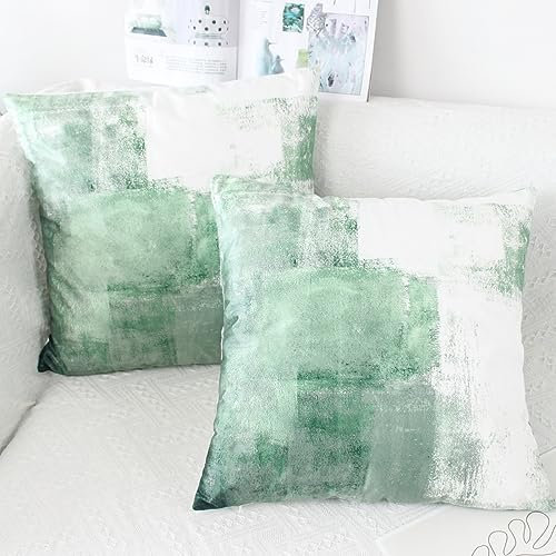 OYIMUA Samt Kissenbezug 45x45 2er Set Salbei Grün Deko Kissenbezüge Weich Aesthetic Kissenhülle Landhausstil Dekokissen Kuschelkissen Modern Sofa Kissen Couchkissen Zierkissen