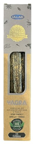 Ancient Wisdom Incienso Orgánico de Yagra - ULLAS - Hecho a Mano - 25gr - Hecho en India - 100% Natural - Hostenatura
