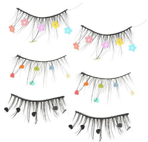 CALLARON Lot De 3 Paires De Faux Cils À Paillettes Artificiels Fantaisie Colorés Effet Pour Femme Maquillage Paillettes Imitation