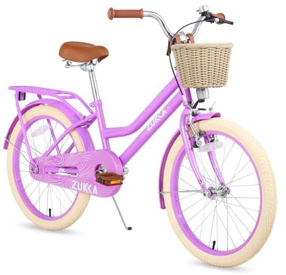 20 Inch Girls Bike for Kids, Single Speed Kids' Bicycles with Basket, Kid Beach Cruiser Bike for Girls, Bicycle for Kid, Kickstand, Adjustable Seat, Multiple Colors