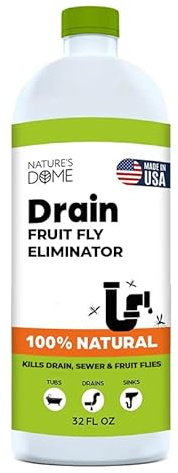 Nature’s Dome Drain Fly Killer Gel | Kills & Prevents Drain Flies & Fruit Flies | Natural Plant-Based Fly Killer Treatment Indoor for Sinks & Pipes | Safe for Septic Systems | 32 Oz