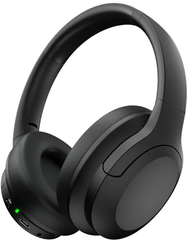 Active Noise Cancelling Headphones, Wireless Over Ear Bluetooth Headphones,100H Play Time Bluetooth Headphone with Microphone,Lightweight and Foldable Comfortable Deep Bass for Work/Gym Black