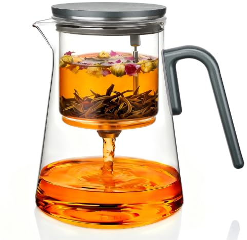 ZENS Magnetic Glass Teapot with Infuser, 1000ml Magic Loose Tea Infuser | Magnetic Glasss Teapot with Infuser for Mess-Free Echanted Tea Diffusers for Herbal Tea Lovers,Dark Green