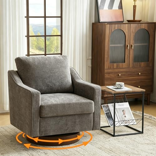 Bonnlo 360° Swivel Armchair, Comfy Accent Chair, Thick Cushion Tub Chair