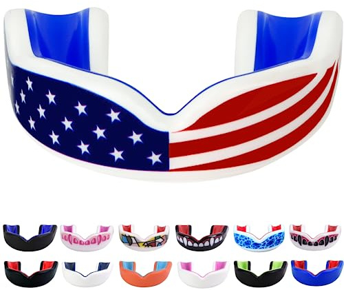 Oral Mart USA Flag Mouth Guard for Kids - Youth American Flag Sports Mouthpiece for Flag Football, Karate, Boxing, Sparring, Rugby, MMA, BJJ, Rugby, Martial Arts,Taekwondo