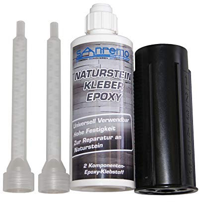 NATURSTEIN KLEBER 140ml + 2 Mischdüsen + Auspressstössel 2-Komponenten Klebstoff Epoxidharz Kleber