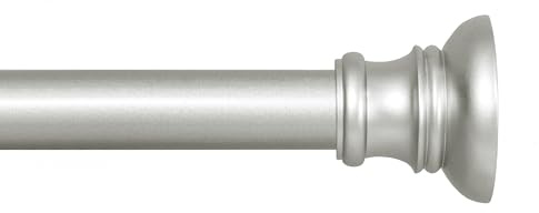 Kenney Nicholas Twist & Fit No Tools Tension Curtain Rod, 48 to 84 Inches, Brushed Nickel Silver Extendable, Easy Install