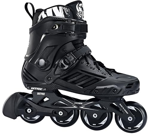 SKTYEE Professional Inline Skates for Women and Men, High Performance Roller Skates Blades Adult, Comfortable breathabl Racing Skates with Washable Lining, Beginner, Black (Black, Men 9.5/Women 10.5)