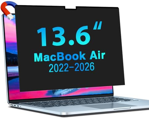 STARY Magnétique Filtre de Confidentialité pour MacBook air 13,6 Pouces (2022-2026, M2,M3,M4,M5) Filtre de Confidentialité Amovible pour Ordinateur Portable et Protection Antireflet