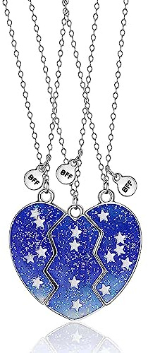 Xinlon 3 Pezzi Collane Bff, Collane Per Migliori Amiche 3, Collana Amicizia Per 3, Catena Dell’ Amicizia Sorelle Collana Set Per Adatto a Fidanzate, Ragazze, Anniversari, Regali Di Compleanno