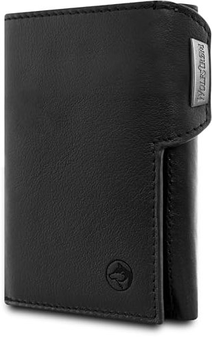 Wolfstrøm Slim Wallet 'Svente' I 11 Karten Mini Geldbörse Herren klein mit Münzfach, RFID Blocker I Damen und Herren Portemonnaie klein I Credit Card Holder Geldbeutel Herren klein – Classic Black