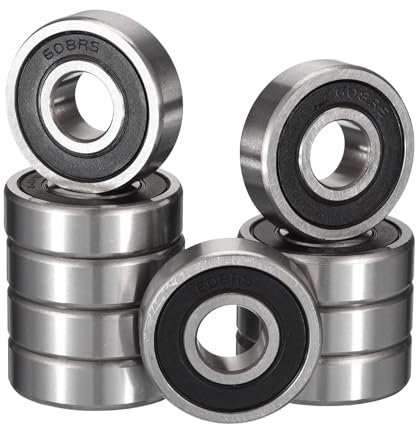HiPicco 608-2RS Deep Groove Ball Bearings, ID 8mm x OD 22mm x Width 7mm Miniature Bearings, Double Rubber Sealed Ball Bearing Pre-Lubricated Chrome Steel Z2 Lever 10pcs