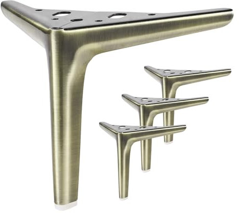 Anterrific Lot de 4 pieds de meubles en laiton antique de 15,2 cm, pieds en métal pour meubles, pieds d'armoire, pieds d'ottoman, pieds de table, pieds de table de chevet et pieds de commode (laiton)