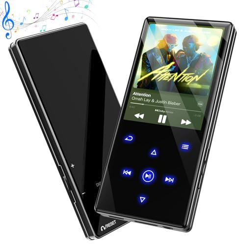 Olycism 64GB Reproductor MP3 con Bluetooth MP3 Reproductor con Altavoz HD Integrado Batería de 450mAh Sonido HiFi Funciones Incluidas Radio FM Grabación de Voz Ideal para el Deporte
