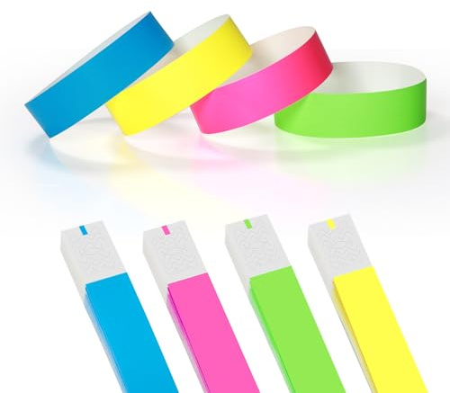 braccialetti carta eventi, confezione da 400, assortimento di 4 colori – Design resistente agli strappi che previene il riutilizzo – Braccialetti di carta di qualità premium per eventi