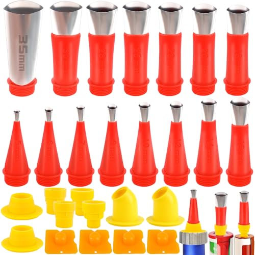 Buse Applicateur Joint Silicone, 27 Pièces Ensemble d'Outils de Buse en Caoutchouc Intégré, Calfeutrage Buse Applicateur Réutilisable, Embout Cartouche Silicone, Kit de Buses de Calfeutrage