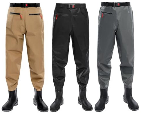 Trampolieri da pesca alti fino alla vita, pantaloni da pesca per uomini e donne, stivali da pesca con tasche con cerniera, stivali da pesca traspiranti con stivali per pesca a mosca, caccia alle