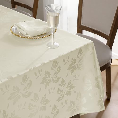 Romanstile Mantel Rectangular 140x180 cm Crema,Manteles Antimanchas,con Recubrimiento Resistente al Agua,para reuniones Familiares y Bodas
