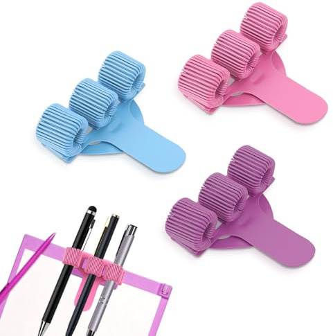 GADITIEK Porte Stylo Infirmière, Support de Stylo pour Bloc-Notes et Porte-Bloc avec Ressort - Compatible avec la Majorité des Tailles de - Confortable et Écologique (Violet + bleu + rose)