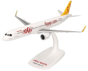 Herpa Snap-Fit Modellflugzeug Airbus A321neo 100th Pegasus Airlines, Miniatur im Maßstab 1:200, Sammlerstück, Modell mit Standfuß, Kunststoff