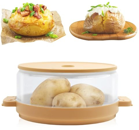 Olla de patatas horneadas en microondas como se ve en la televisión en minutos tierna y esponjosa, olla de patatas para horno microondas, vaporizador de patatas dos veces horneadas, bolsa de patatas